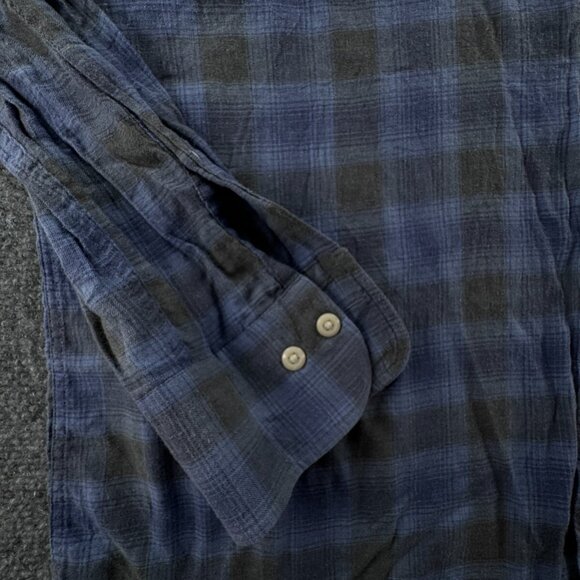 Peter Millar Soft Lightweight Button Up Shirt Men Long Sleeve Blue Gray Plaid - Picture 10 of 12